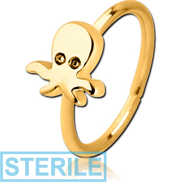 STERILE GOLD PVD COATED SURGICAL STEEL SEAMLESS RING - OCTOPUS