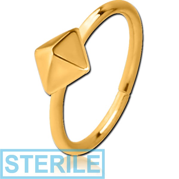 STERILE GOLD PVD COATED SURGICAL STEEL SEAMLESS RING - PYRAMID