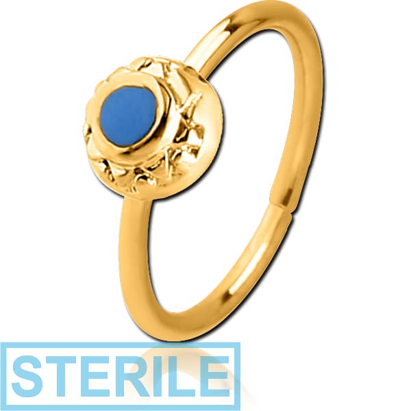 STERILE GOLD PVD COATED SURGICAL STEEL SEAMLESS RING WITH ENAMEL - APOSTROPHE