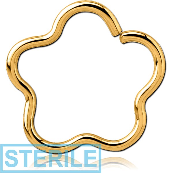 STERILE GOLD PVD COATED SURGICAL STEEL OPEN FLOWER SEAMLESS RING