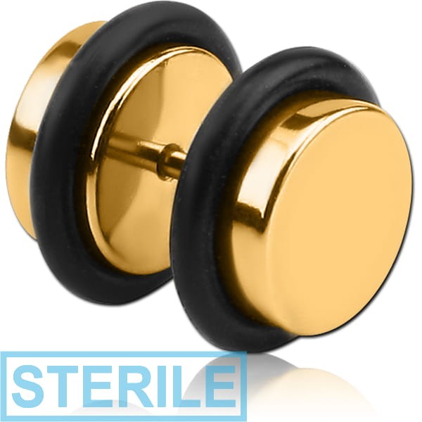 STERILE GOLD PVD COATED SURGICAL STEEL FAKE PLUG
