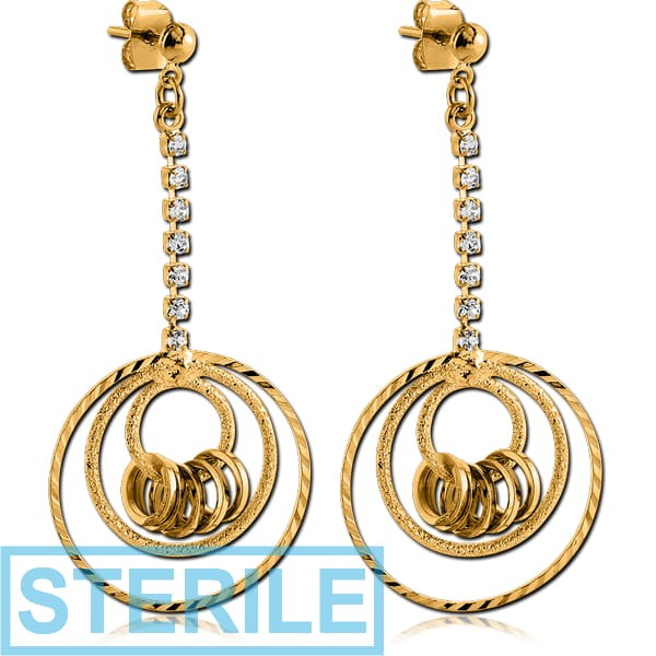 STERILE GOLD PLATED BRASS FASHION EARRINGS PAIR