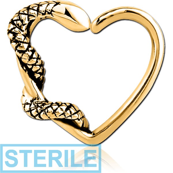 STERILE GOLD PVD COATED SURGICAL STEEL OPEN HEART SEAMLESS RING