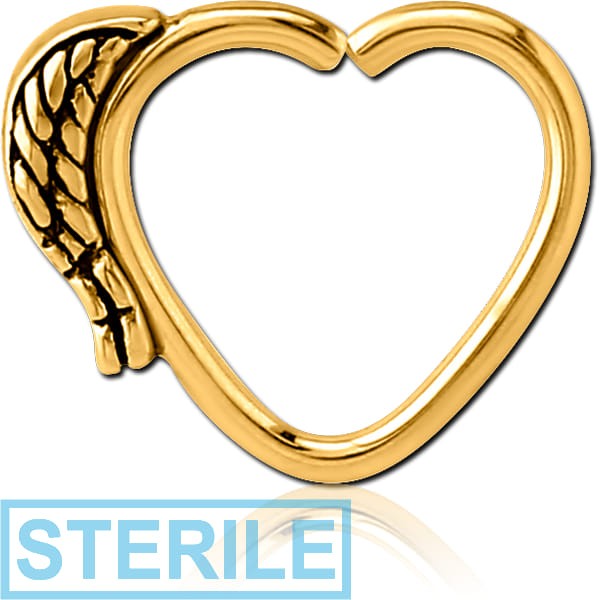 STERILE GOLD PVD COATED SURGICAL STEEL OPEN HEART SEAMLESS RING