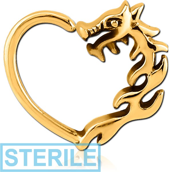 STERILE GOLD PVD COATED SURGICAL STEEL OPEN HEART SEAMLESS RING