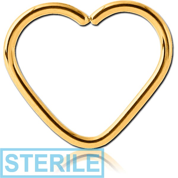 STERILE GOLD PVD COATED SURGICAL STEEL OPEN HEART SEAMLESS RING