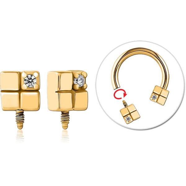 STERILE GOLD PVD COATED SURGICAL STEEL ATTACHMENT INTERNALLY THREADED FOR CIRCULAR BARBELL