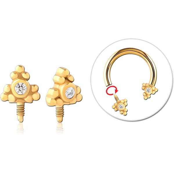 STERILE GOLD PVD COATED SURGICAL STEEL ATTACHMENT INTERNALLY THREADED FOR CIRCULAR BARBELL
