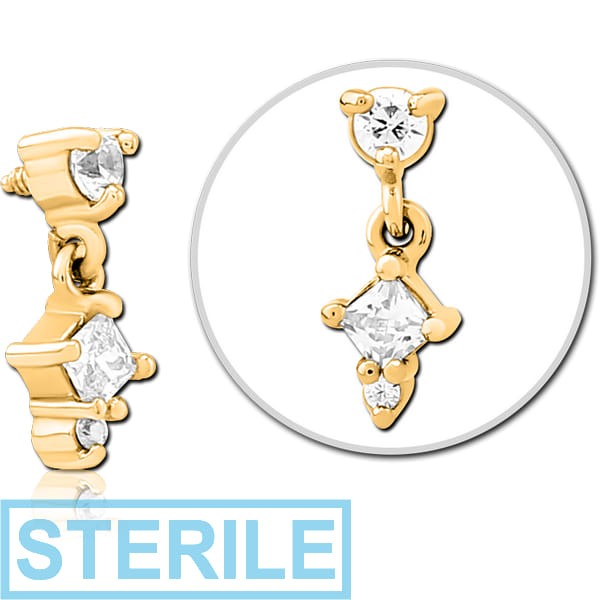 STERILE GOLD PVD COATED SURGICAL STEEL JEWELLED MICRO ATTACHMENT FOR 1.6MM INTERNALLY THREADED PINS