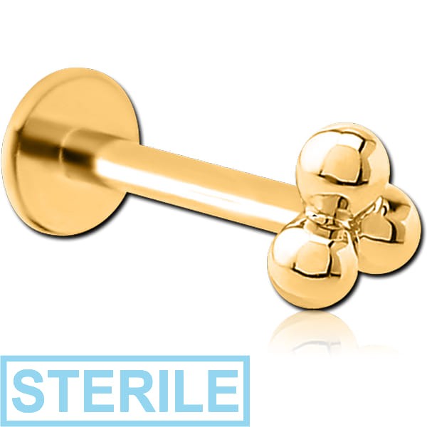 STERILE GOLD SURGICAL STEEL INTERNALLY THREADED MICRO LABRET