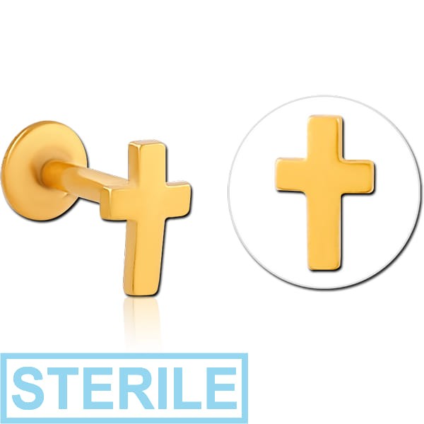 STERILE GOLD PVD COATED SURGICAL STEEL INTERNALLY THREADED MICRO LABRET