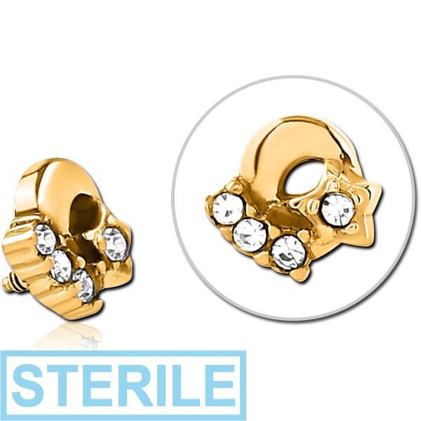 STERILE GOLD PVD COATED SURGICAL STEEL JEWELLED MICRO ATTACHMENT FOR 1.2MM INTERNALLY THREADED PINS - PLAIN MOON AND STARS