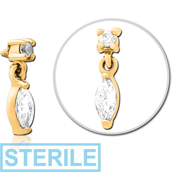 STERILE GOLD PVD COATED SURGICAL STEEL JEWELLED MICRO ATTACHMENT FOR 1.2MM INTERNALLY THREADED PINS