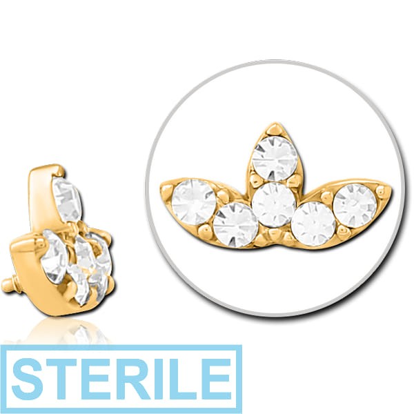 STERILE GOLD PVD COATED SURGICAL STEEL JEWELLED MICRO ATTACHMENT FOR 1.2MM INTERNALLY THREADED PINS