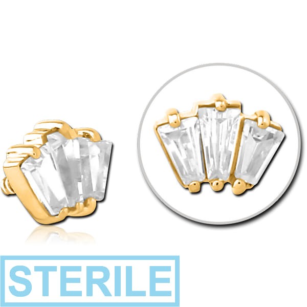 STERILE GOLD PVD COATED SURGICAL STEEL JEWELLED MICRO ATTACHMENT FOR 1.2MM INTERNALLY THREADED PINS
