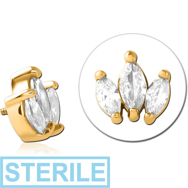 STERILE GOLD PVD COATED SURGICAL STEEL JEWELLED MICRO ATTACHMENT FOR 1.2MM INTERNALLY THREADED PINS