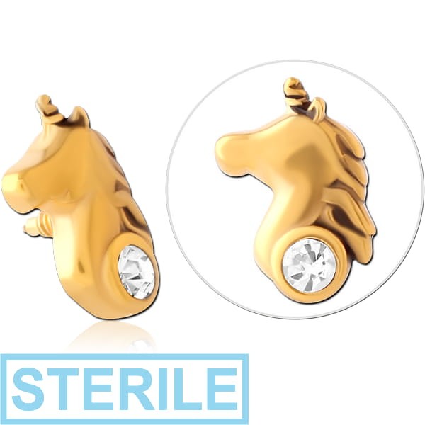 STERILE GOLD PVD COATED SURGICAL STEEL JEWELLED MICRO ATTACHMENT FOR 1.2MM INTERNALLY THREADED PINS
