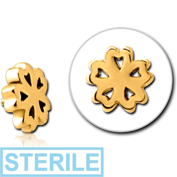 STERILE GOLD PVD COATED SURGICAL STEEL MICRO ATTACHMENT FOR 1.2MM INTERNALLY THREADED PINS - CLOVER