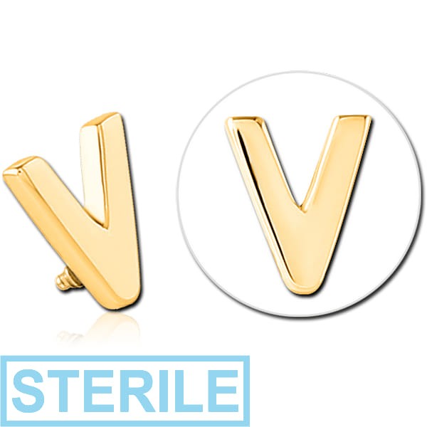 STERILE GOLD PVD COATED SURGICAL STEEL MICRO ATTACHMENT FOR 1.2MM INTERNALLY THREADED PINS - V