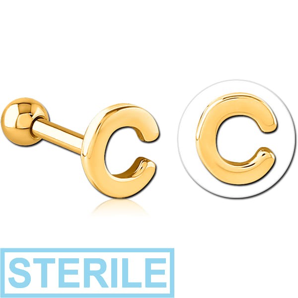 STERILE GOLD PVD COATED SURGICAL STEEL TRAGUS MICRO BARBELL - C