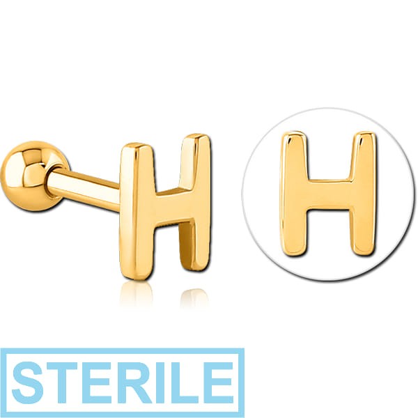 STERILE GOLD PVD COATED SURGICAL STEEL TRAGUS MICRO BARBELL - H