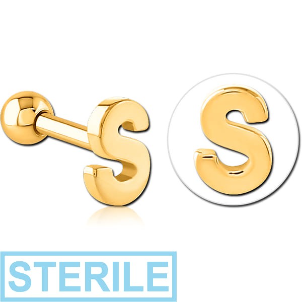 STERILE GOLD PVD COATED SURGICAL STEEL TRAGUS MICRO BARBELL - S