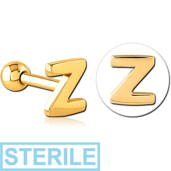 STERILE GOLD PVD COATED SURGICAL STEEL TRAGUS MICRO BARBELL - Z