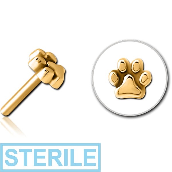 STERILE GOLD PVD COATED SURGICAL STEEL THREADLESS ATTACHMENT - PLAIN ANIMAL PAW