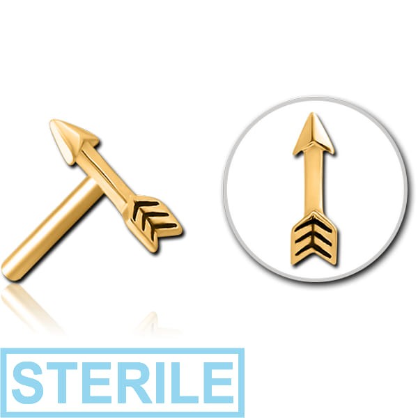 STERILE GOLD PVD COATED SURGICAL STEEL THREADLESS ATTACHMENT - ARROW