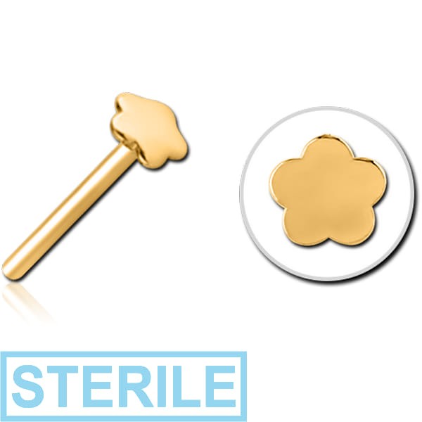 STERILE GOLD PVD COATED SURGICAL STEEL THREADLESS ATTACHMENT - FLOWER