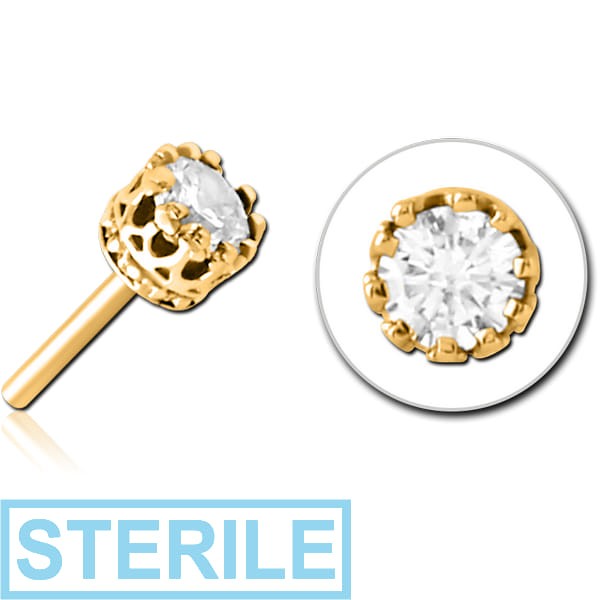 STERILE GOLD PVD COATED SURGICAL STEEL JEWELLED THREADLESS ATTACHMENT - CROWN