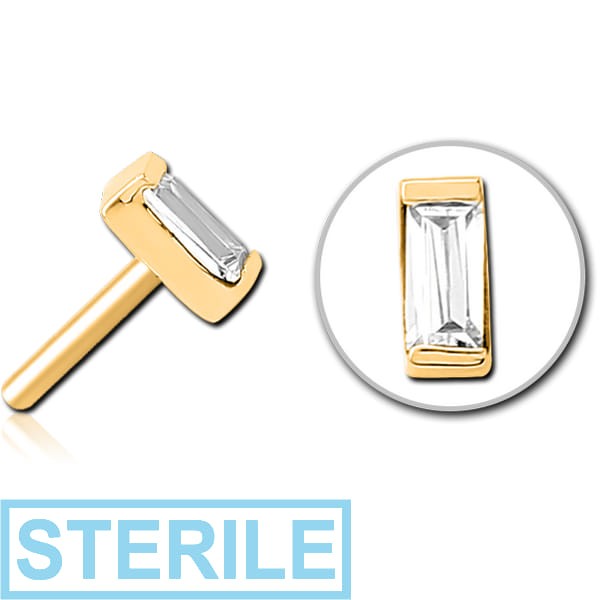STERILE GOLD PVD COATED SURGICAL STEEL JEWELLED THREADLESS ATTACHMENT - SQUARE
