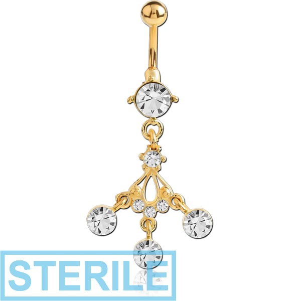 STERILE GOLD PVD COATED JEWELLED FASHION NAVEL BANANA