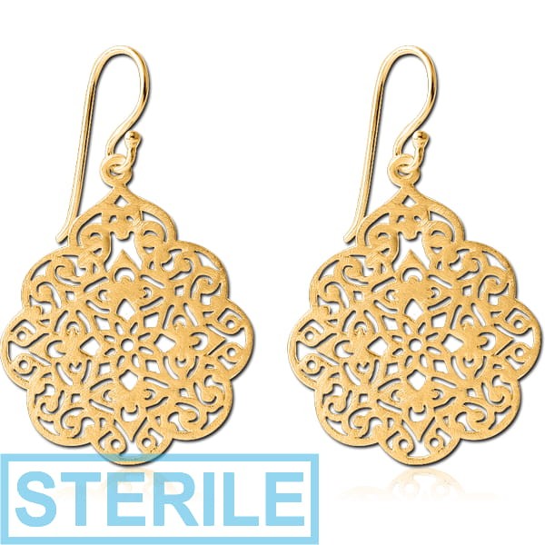 STERILE GOLD PVD COATED SURGICAL STEEL EARRINGS PAIR - BALI
