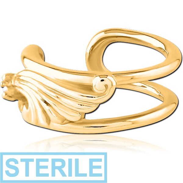 STERILE GOLD PVD COATED SURGICAL STEEL JEWELLED EAR CUFF