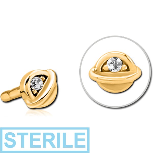 STERILE GOLD PVD COATED SURGICAL STEEL JEWELLED PUSH FIT ATTACHMENT FOR BIOFLEX INTERNAL LABRET - HALF OPEN EYE