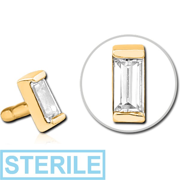 STERILE GOLD PVD COATED SURGICAL STEEL JEWELLED PUSH FIT ATTACHMENT FOR BIOFLEX INTERNAL LABRET - SQUARE