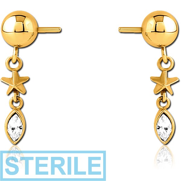 STERILE GOLD PVD COATED SURGICAL STEEL PUSH FIT JEWELLED ATTACHMENT FOR BIOFLEX INTERNAL NIPPLE SHIELD