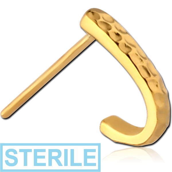 STERILE GOLD PVD COATED SURGICAL STEEL STRAIGHT WRAP AROUND NOSE STUD