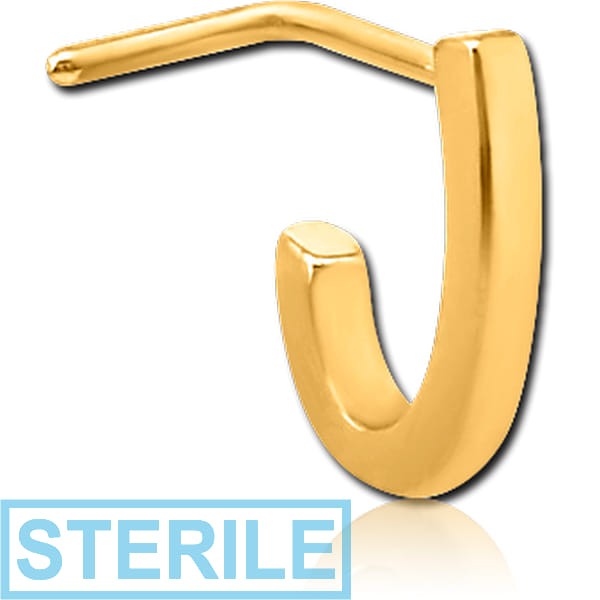 STERILE GOLD PVD COATED SURGICAL STEEL 90 DEGREE WRAP AROUND NOSE STUD