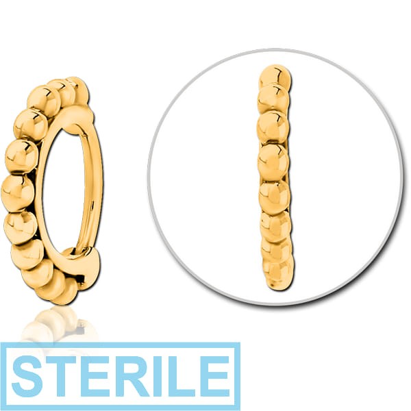 STERILE GOLD PVD COATED SURGICAL STEEL NOSE CLCKER RING