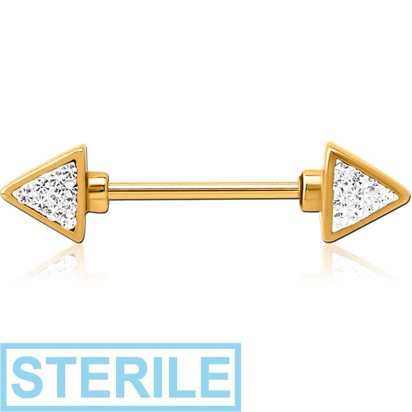 STERILE SURGICAL STEEL CRYSTALINE JEWELLED NIPPLE SHIELD - TWO HEADED ARROW