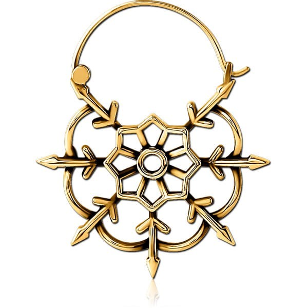 STERILE GOLD PVD COATED SURGICAL STEEL HOOP EARRING FOR TUNNEL