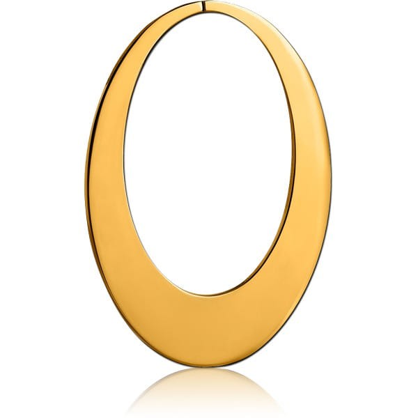 STERILE GOLD PVD COATED SURGICAL STEEL HOOP EARRINGS FOR TUNNEL - ELIPTIC