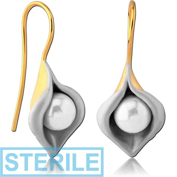 STERILE STERLING SILVER 925 GOLD PVD COATED EARRINGS PAIR WITH RHODIUM PLATED - FLOWER