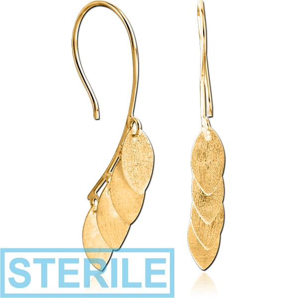 STERILE STERLING SILVER 925 GOLD PVD COATED EARRINGS MATT FINISH PAIR