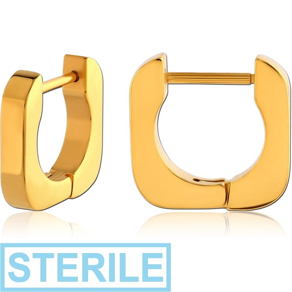 STERILE GOLD PVD COATED STAINLESS STEEL EAR CLICKER WITH SURGICAL STEEL1.0MM PIN