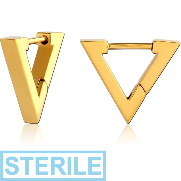 STERILE GOLD PVD COATED STAINLESS STEEL EAR CLICKER WITH SURGICAL STEEL1.0MM PIN