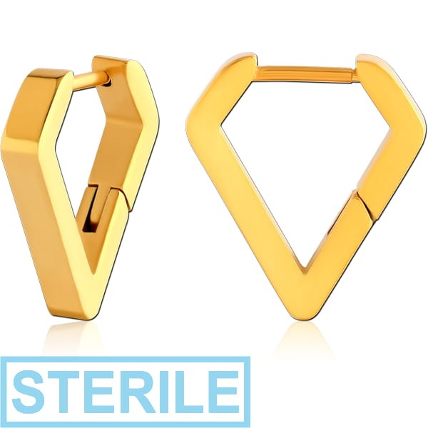 STERILE GOLD PVD COATED STAINLESS STEEL EAR CLICKER WITH SURGICAL STEEL1.0MM PIN