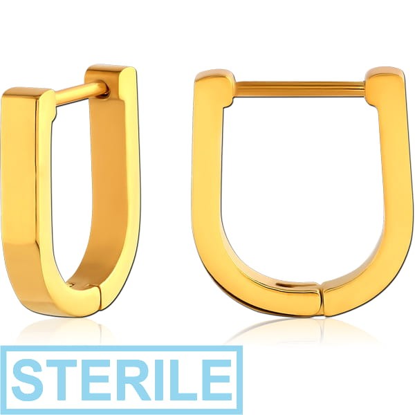 STERILE GOLD PVD COATED STAINLESS STEEL EAR CLICKER WITH SURGICAL STEEL1.0MM PIN
